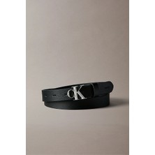 Calvin Klein Fasetli Ck Tokalı 25 mm Doku Deri Kadın Siyah Kemer LV04F7060G-YIP