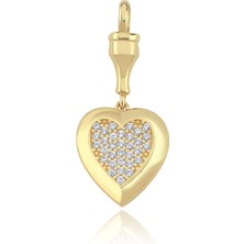 Cherry By Özkonak Taşlı Bombe Kalp Altın Charm