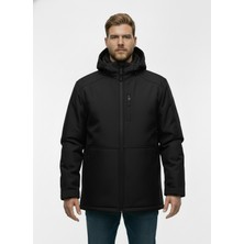 Lifeguard Büyük Beden Softshell Su Geçirmez Kapuşonlu Erkek Kaban