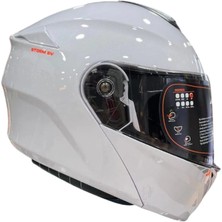 Axxis Motosiklet Kaskı Storm SV Solıd A0 Parlak-Beyaz Çene Açılır Kask