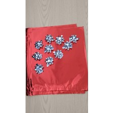 Aybaş Kağıtçılık 10 Lu 6 cm Kendinden Yapışkanlı Renkli Metalik FIYONK+30X45 cm Parlak Metalize Kırmızı Hediye Paketi