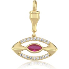 Cherry By Özkonak Pembe Taşlı Göz Altın Charm