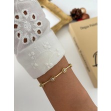 Marsel Özel Seri Yuvarlak Sıra Taşlı 14K Gold Bileklik