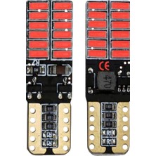 Carub Park Ampulü Takım 2'li Dipsiz 24 LED Fiber Canbus T10 12V 5W Kırmzıı