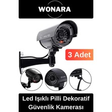 Wonara Özel Tasarım Ev Ofis Bahçe Için LED Işıklı Pilli Caydırıcı Dekoratif Güvenlik Kamerası 3 Adet