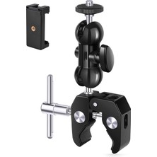 AZT Ball Head Top Kafa Magic Arm Sihirli Kol + Super Crab Clamp Kelepçe + Telefon Tutucu