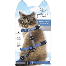 M-Pets Gentle Kedi Göğüs Tasması Seti 120 cm Mavi