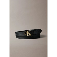 Calvin Klein Fasetli Ck Tokalı 25 mm Doku Deri Kadın Siyah Kemer LV04F7060G-YIH