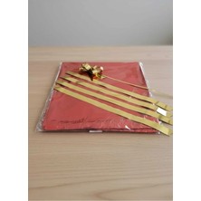 Aybaş Kağıtçılık 10 Lu 30X45 cm Metalize Kırmızı Hediye Paketi + 19X45 cm Metalize Gold Çekmeli Fiyonk