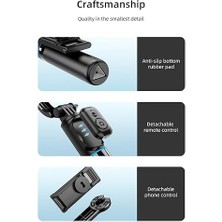 Karokstore HP-T13 Çok Amaçlı Selfie Çubuğu Masa Üstü Kumandalı Selfie 360 Derece Dönebilir 107 cm