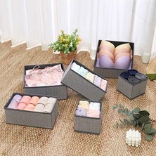 Karokstore Iç Giyim Saklama Kutuları, 6'lı Set, Çekmece Düzenleyici, Kumaş Kutular, Saklama Sepetleri, Görünümlü Keçe Kumaş, Çorap, Kravat, Şal Için Uygun, Gri