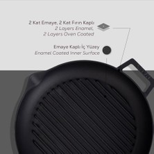 Karokstore Döküm Yuvarlak Izgara Tava, Metal Kulplu, 26CM, Siyah