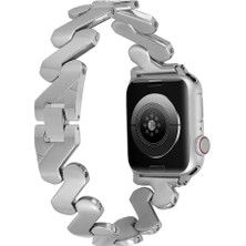 Karokstore Ile Uyumlu 38MM/40MM Kordon Krd-80 Metal Strap Kayış Gümüş
