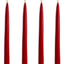 Karokstore Mum 4 Adet Standart Şamdan Mumu 25CM Boy 2cm Kalınlık Kırmızı Dekoratif Mum Beeswax Candle Mum Bal Mumu
