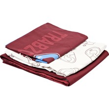 Karokstore Lisanslı Bordo Logo Desenli Pamuk Nevresim Takımı, Çok Renkli, Tek Kişilik