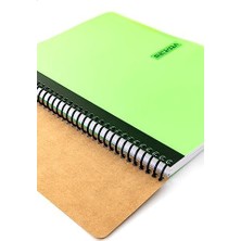 Karokstore Capricorn Neon Serisi, A4, 6 Konulu (3 Kareli, 3 Çizgili) 180 Yaprak Pp Kapaklı Spiralli Defter, Yeşil