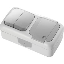 Karokstore Gri Komütatör ve Topraklı Priz Çabuk Bağlantı Kombine Yatay