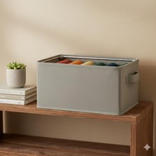 Karokstore Raf Düzenleyici, Katlanabilir Kıyafet Organizeri, Çelik Destekli Tela Kumaş Çok Amaçlı Saklama Kutusu, Dolap Içi Çekmece Düzenleyici, Gri (45X25X20CM)