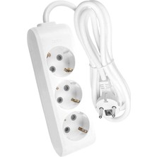 Karokstore 3lü Topraklı Kablolu Ç.k 5mt Priz, Beyaz