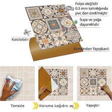 Karokstore Kendinden Yapışkanlı Çıkartması, Zemin Duvar Kaplama, Yapışkanlı Kaplama Pvc Apricot Desenli 30X30 cm (11 Adet / 1 M²)