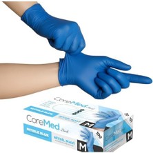 Karokstore Mavi Nitril Eldiven - Tek Kullanımlık, Pudrasız, Çok Amaçlı, 100&APOS;LÜ Kutu - Dayanıklı ve Esnek
