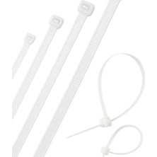 Karokstore Kelepçe Seti Beyaz 100 Adet Naylon Kablo Bağı 25 cm (3,6 mm Kalınlık)