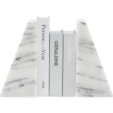 Karokstore Fox Run ÜÇGEN%100 Doğal Cilalı Beyaz Mermer Kitap Destekleri