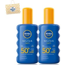 Karokstore Sun Güneş Koruyucu ve Nemlendirici Vücut Spreyi 200ML, SPF50 Uva Uvb Koruması, X2ADET, Çanta Hediye