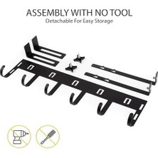 Karokstore Ayarlanabilir Kapı Arkası Askılık Metal (2 Adet) | 6 Kancalı Kapı Üstü Organizer | Montaj Gerektirmez Askı | Mont Çanta Havlu Anahtarlık Düzenleyici
