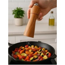 Karokstore Akasya Komple Ahşap Gövdeli Tuz Karabiber Değirmeni Baharat Öğütücüsü 16 cm - 2 Adet - 395