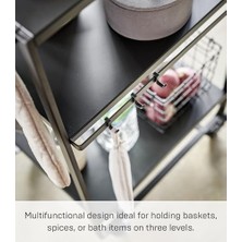 Karokstore Home -Tier Tekerlekli Servis Arabası Mutfak Arabası, Çelik, Siyah, Tek Boy