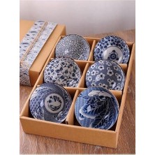 Karokstore 6'lı Desenli Porselen Kase Seti 320 Ml, Çorbalık, Kahvaltılık, Atıştırmalık Kase Hediyelik Kutulu,çok Renkli, FAN08