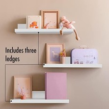 Karokstore Americanflat 35,6 cm Asılı Raf Seti, 3'lü Beyaz, Kompozit Ahşap, Duvara Monte Edilmiş Saklama Rafları, Yatak Odası, Oturma Odası, Banyo, Mutfak, Ofis ve Daha Fazlası Için, 14 Inç (3 Adet)