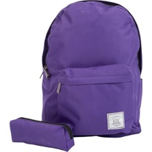 Karokstore Hsr Ortopedik Su Geçirmez Leptop Bölmeli Hafif Günlük ve Okul Sırt Çantası ve Kalemlik (Mor)