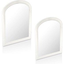 Karokstore 2 Adet Lavabo Banyo Duvar Aynası, Beyaz,