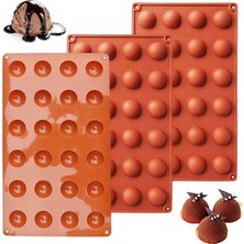 Karokstore Siliko World Silikon 24'lü Yarım Küre Çikolata Kek Buz Mum Epoksi Kalıp, Kırmızı