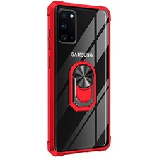 Karokstore Galaxy S20 Için Kılıf Grande Clear Ring Holder Kırmızı [galaxy S20 ile Uyumlu Kılıf - Kırmızı]