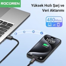 Karokstore Type-C To Usb-A Rgb Aydınlatmalı 3A Hızlı Şarj ve Data Kablosu 2 Metre