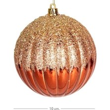 Karokstore Yılbaşı Topu Simli 2'li Paket -Bronz 10 Cm.