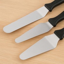 Karokstore 3’lü Spatula Seti – Paslanmaz Çelik, Plastik Saplı, Pasta, Kek ve Için Profesyonel Spatula Takımı