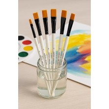 Karokstore Resim Fırça Seti Akrilik Yağlıboya Düz Uçlu 6 Parça