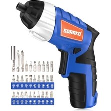 Karokstore Akülü Tornavida Küçük 6 Nm Maks Tork Akülü Tornavida 1,3 Ah 3,6 V 30 Aksesuar Parçası ile LED Işık ve Arka El Feneri Ev Kullanımı Için Ev Aletleri