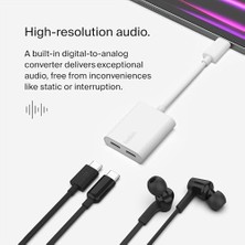 Karokstore Rockstar™ Usb-C Ses + Şarj Adaptörü, Usb-C 60W Güç Dağıtımlı Kulaklık Adaptörü 15, iPad Pro, Galaxy,,, Lg, ve Daha Fazlası Için Hızlı Şarj - Beyaz