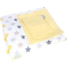 Karokstore Bebek El Yapımı Yıldız Desenli Yorgan Çarşaf ve Yastıklı Üçlü Set