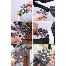 Karokstore Çok Amaçlı Alyan Tornavida Takımı Çelik Taşınabilir Kar Tanesi Anahtarlık Konserve Şiş