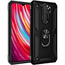 Karokstore 8 Pro Için Kılıf Military Ring Holder Siyah [ 8 Pro ile Uyumlu Kılıf - Siyah]