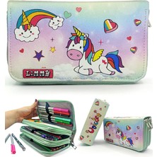 Karokstore Şeker Temalı Kalemkutu Modelist Kalem Kutusu Vegan Deri Üç Bölmeli Kalemlik