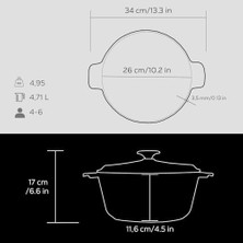 Karokstore Döküm Yuvarlak Tencere Çap 26 Eco Siyah LVECOYTC26K7