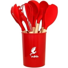 Karokstore Valletta Mikla Dayanıklı Yanmaz Yapışmaz 33 Parça Silikon Spatula Mutfak Seti Kırmızı