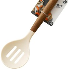 Karokstore Akasya Saplı Delikli Servis Kaşığı – Yanmaz, Dayanıklı, Ergonomik, Çizilmez Mutfak Kaşığı